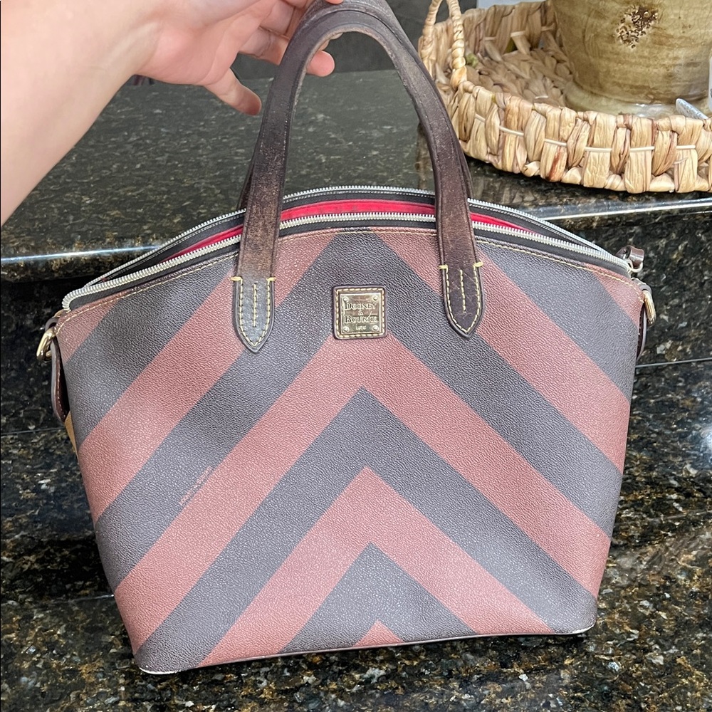 Dooney & Bourke Brown and black Chevron Tote